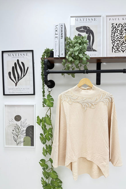 NECK EMBELLISHED OVERSIZED JUMPER (15334384271744)