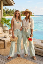 GOLD BUTTON DENIM JEANS (ACID WASH)