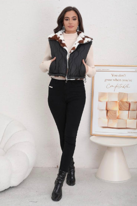 REVERSIBLE COW PRINT GILLET (15339742331264)