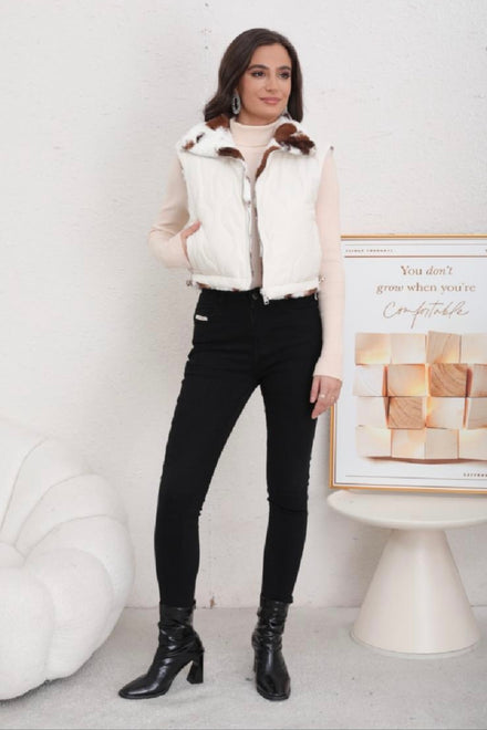 REVERSIBLE COW PRINT GILLET (15339742069120)