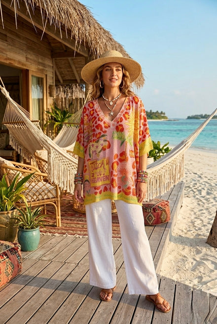 LUREX PRINTED OVERSIZED TOP