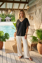 CROCHET SLEEVE OVERSIZED TOP