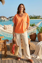 CROCHET SLEEVE OVERSIZED TOP