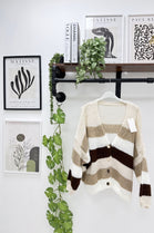 COLOUR STRIPE GOLD BUTTON CARDIGAN (15343918678400)