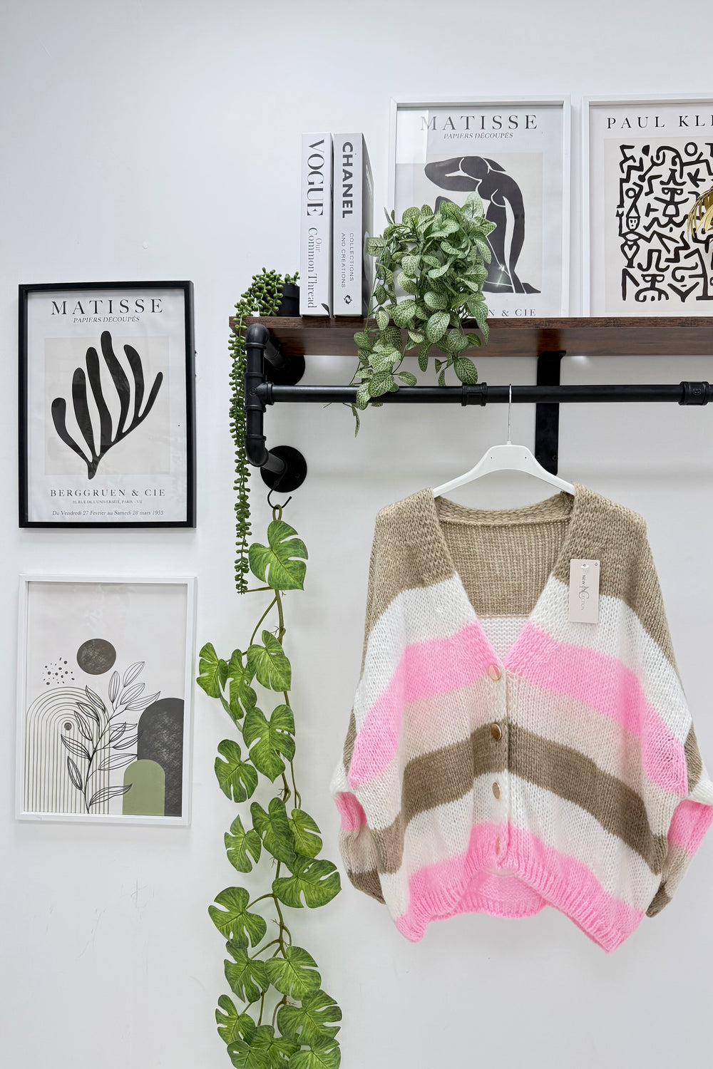 COLOUR STRIPE GOLD BUTTON CARDIGAN (15343915762048)