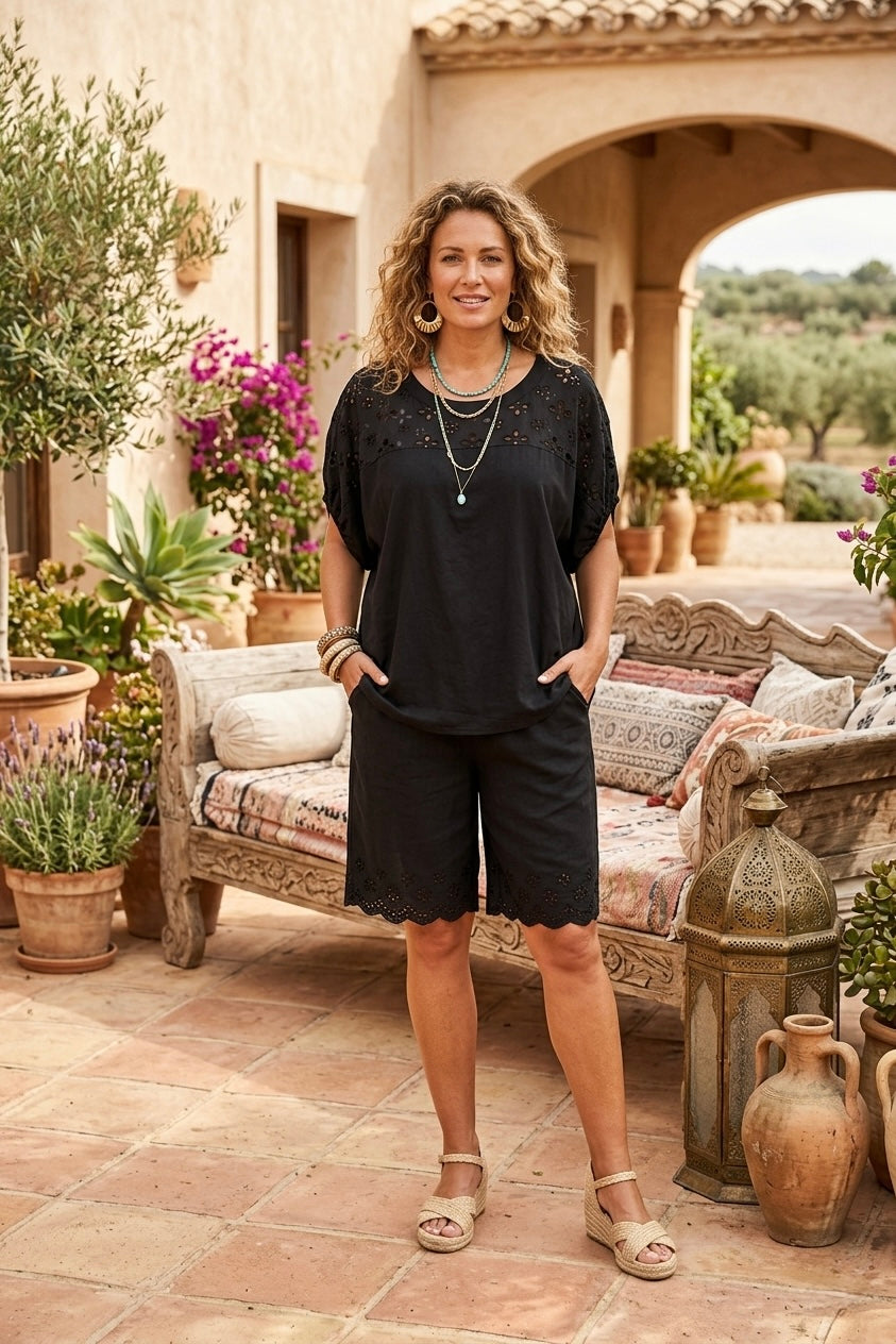 BRODERIE TRIM OVERSIZED TOP