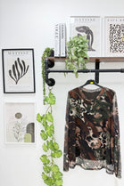 GRAPHIC PRINT TULLE LONG SLEEVE TOP (15347282051456)