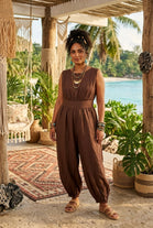 ELASTICATED SLEEVELESS HAREM JUMPSUIT