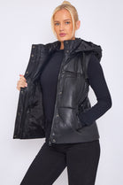 CORA SHORT PU PADDED WAIST COAT (8765162356984) (15310291337600)