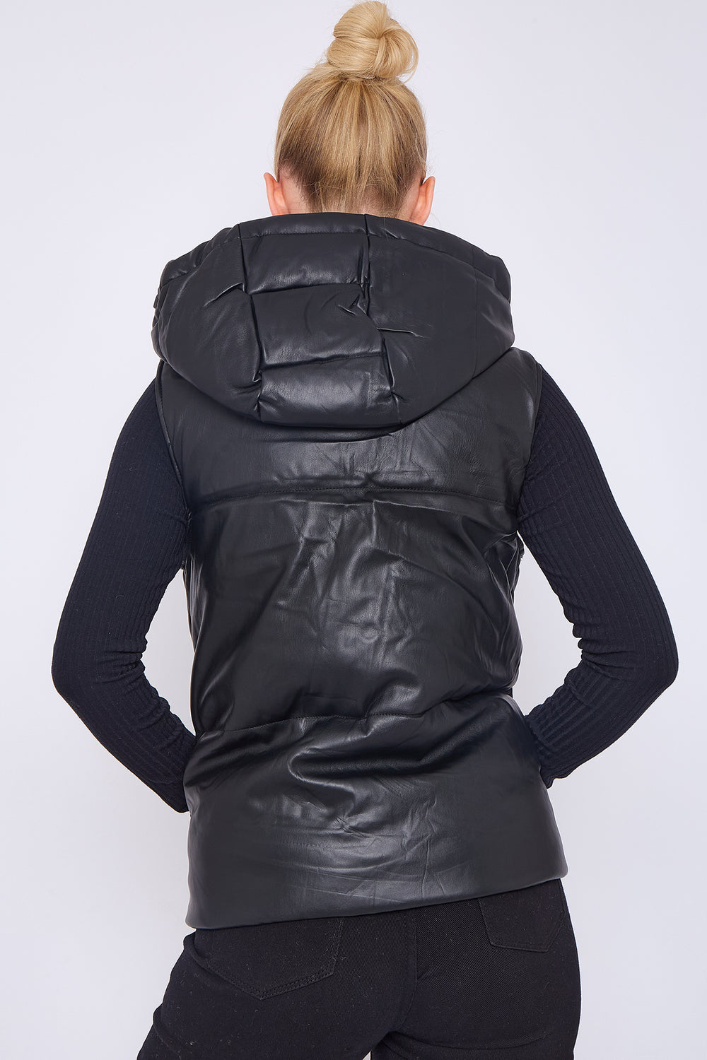 CORA SHORT PU PADDED WAIST COAT (8765162356984) (15310291337600)