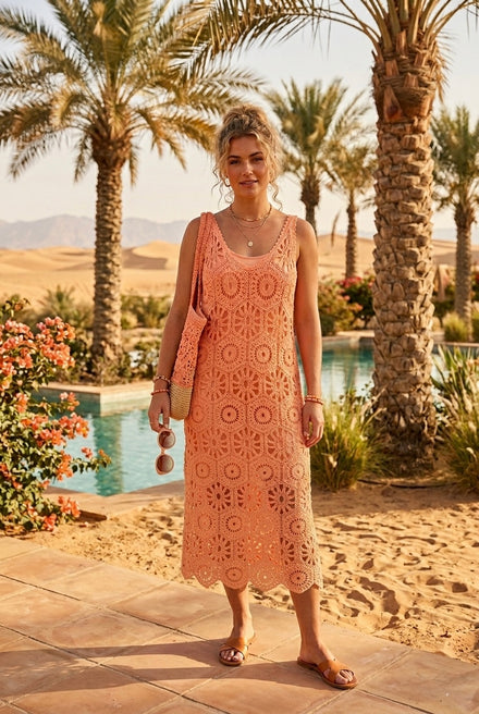 MEDALLION CROCHET MIDI DRESS