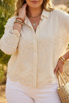 BOHO EMBROIDERY SCALLOPED SHIRT