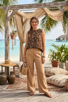 RUFFLE NECKLINE LEOPARD TOP