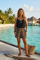 ELASTICATED LEOPARD PRINT CHEESECLOTH SHORTS