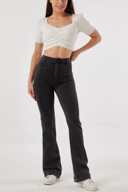 FLARE FIT POCKET DETAIL JEANS (15358455808384)