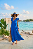 FRILL SLEEVE V-NECK MAXI