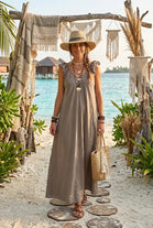 FRILL SLEEVE V-NECK MAXI