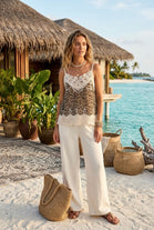 LEOPARD PRINT LACE TRIM CAMI TOP