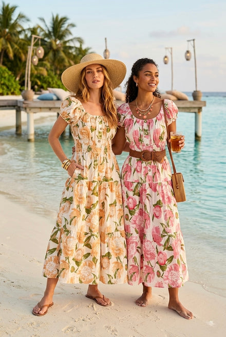 FLORAL BUTTON DETAIL MAXI(MIXED PACK)