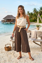 BELTED SPOTY CULOTTES TROUSERS