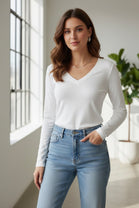 SOFTFEEL STRETCH V-NECK T-SHIRT (15366990135680)