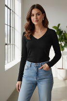 SOFTFEEL STRETCH V-NECK T-SHIRT (15366990496128)