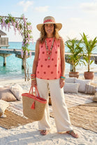 POLKA DOT RUFFLE-NECK SLEEVELESS TOP