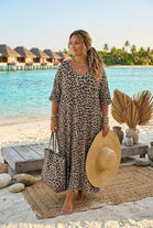 LEOPARD GLITTER BOW BACK MAXI