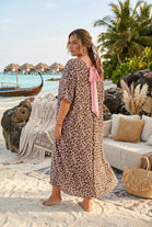 LEOPARD GLITTER BOW BACK MAXI