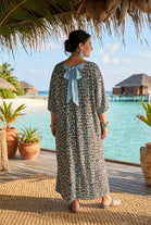 LEOPARD GLITTER BOW BACK MAXI