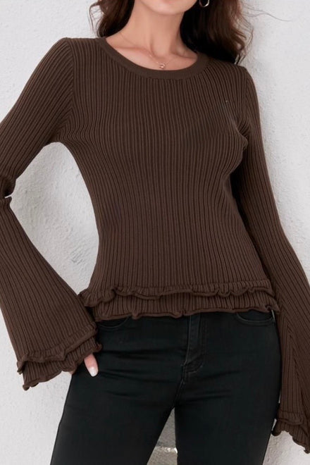 RIBBED KNIT RARA SLEEVE JUMPER (15368686764416)