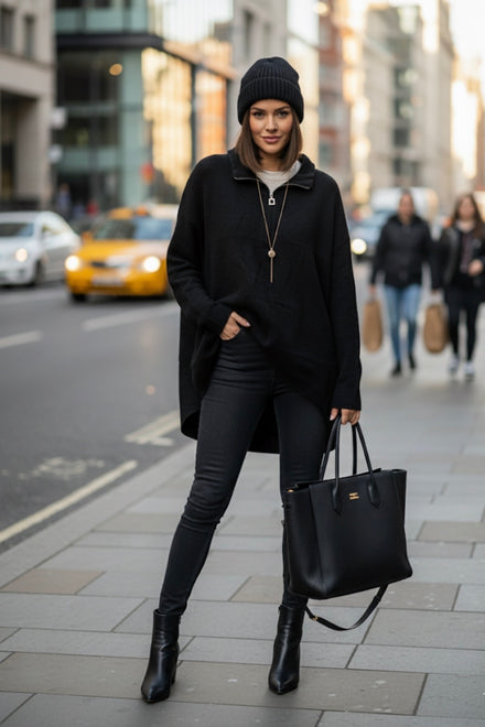 HALF ZIP OVERSIZED JUMPER (15313758519680)
