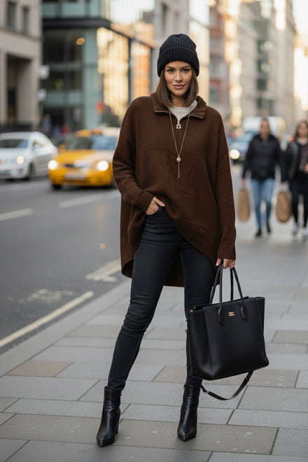 HALF ZIP OVERSIZED JUMPER (15370224304512) (15370226631040)
