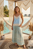 CAMI EMBROIDERED LACE TRIM TOP