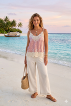 CAMI EMBROIDERED LACE TRIM TOP