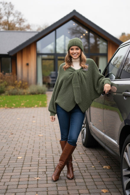 BOW PLAIN KNIT JUMPER