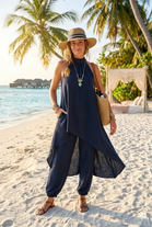 HALTER NECK ASYMMETRIC TUNIC LOUGE SET