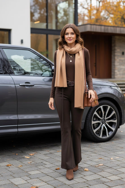 BELTED TAILORED FLARE TROUSER