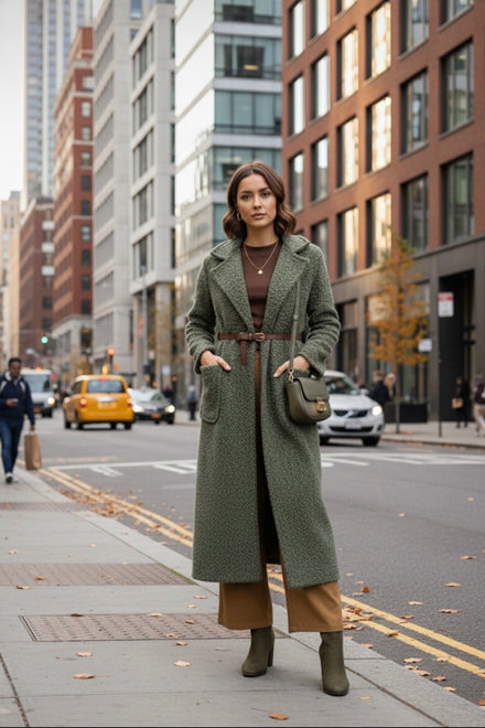 BOUCLE BELTED  COAT