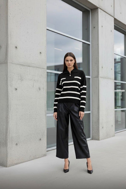 HALF ZIP STRIPE JUMPER