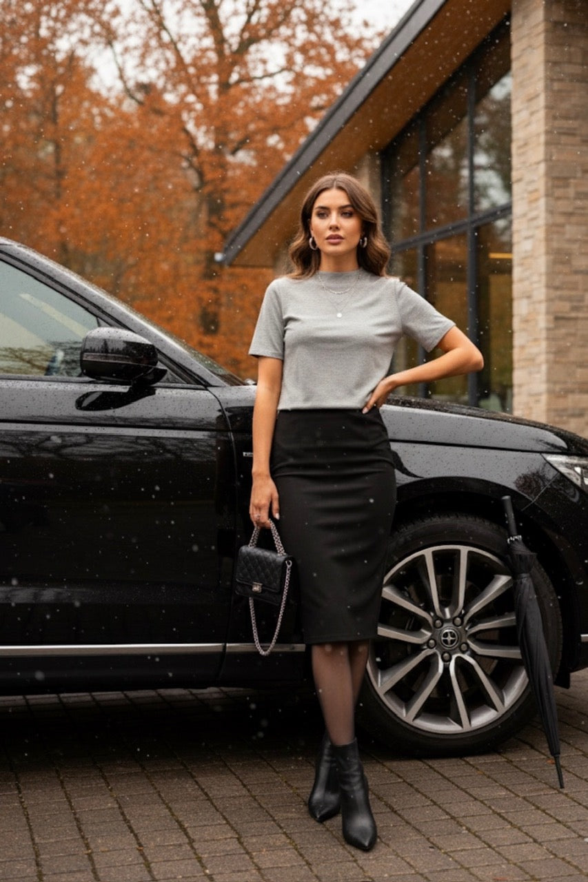 SOFTFEEL STRETCH CAP SLEEVE T-SHIRT