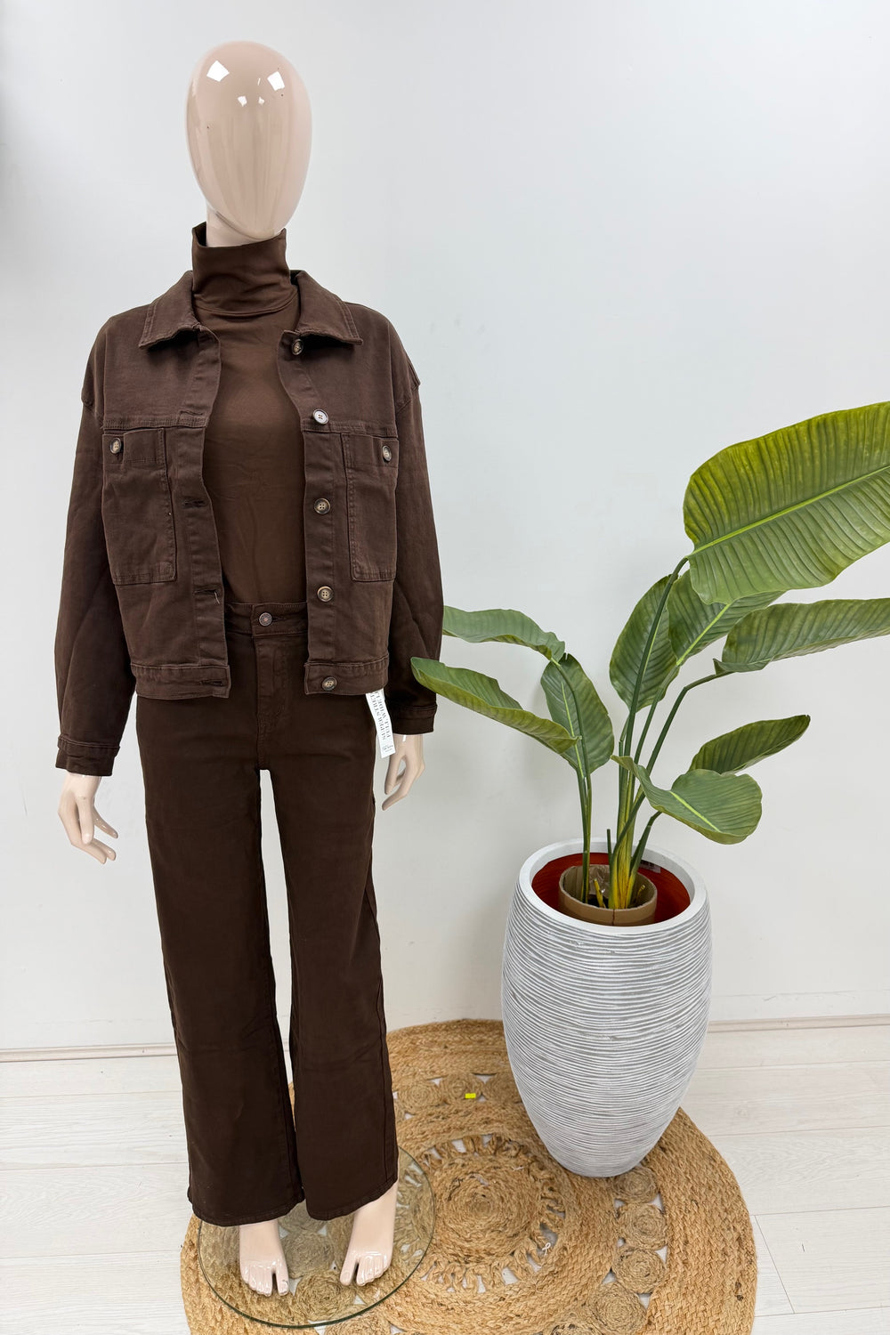 SUPER STRETCH BROWN DENIM JACKET