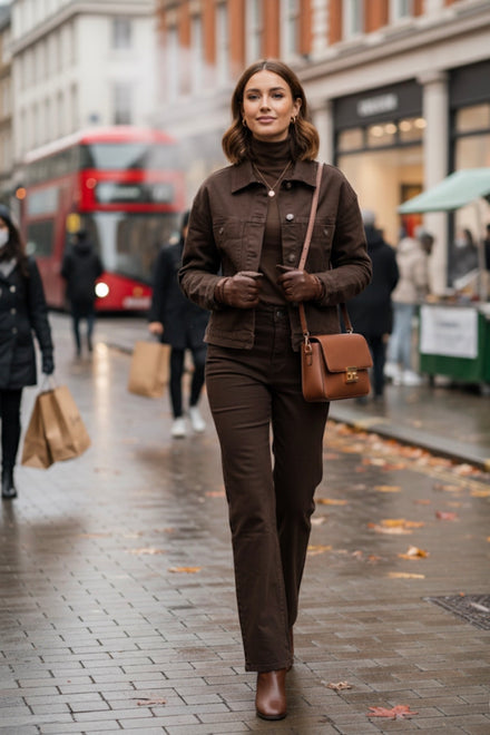 SUPER STRETCH BROWN DENIM JACKET