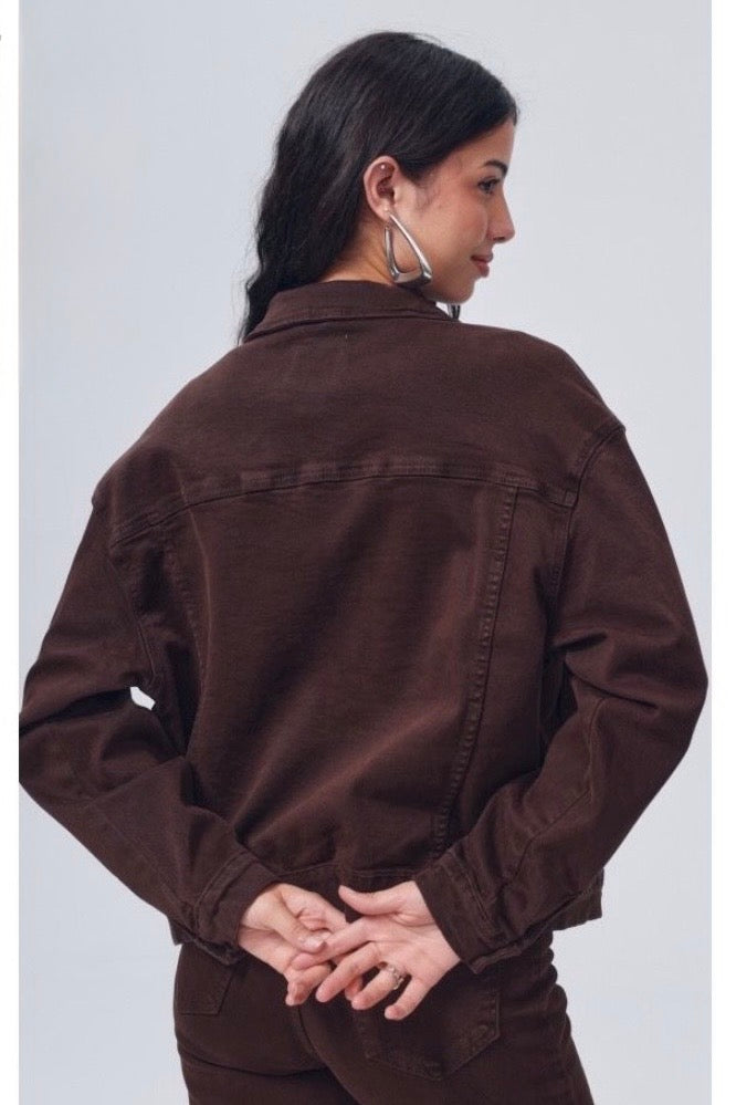 SUPER STRETCH BROWN DENIM JACKET