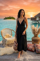 CRINKLE THIN STRAP TIERED MAXI DRESS