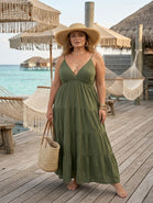 CRINKLE THIN STRAP TIERED MAXI DRESS