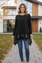 CURVE HEM SEQUIN SWEAT