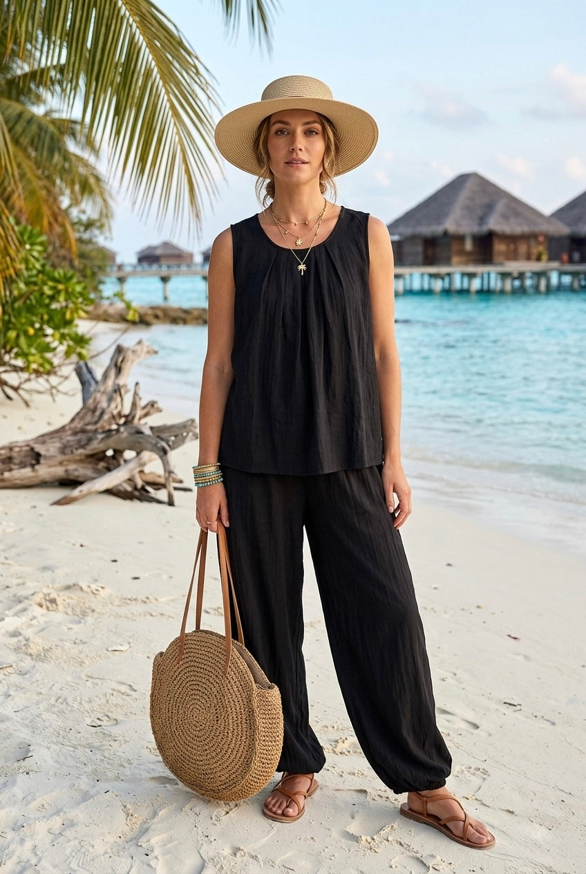 SLEEVELESS TOP AND JOGGER LOUNGE SET