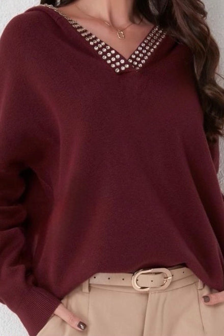 DETAIL SEQUIN HOODED JUMPER