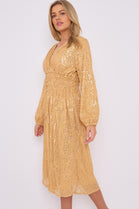 DALLAS SEQUIN GATHERED LONGSLEEVE DRESS (14803661947264)